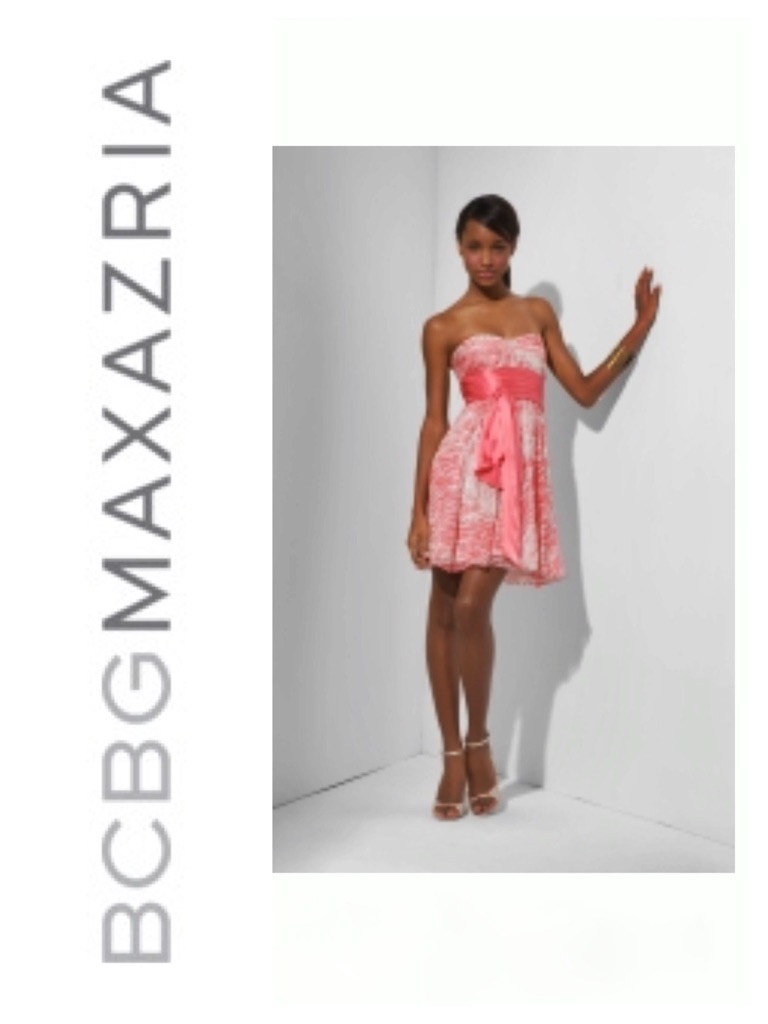 Bcbgmaxazria Strapless Printed Chiffon Dress